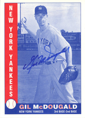 Gil McDougald Signed New York Yankees 4.5" x 5.5" Stat Advertisement Card 43312