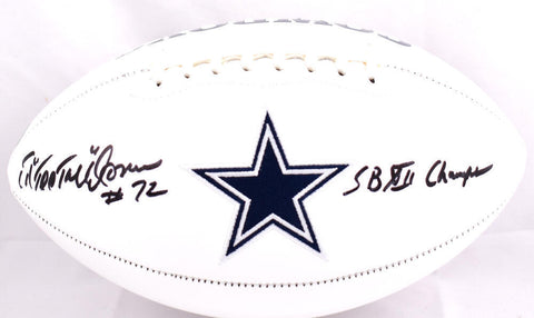 Ed "Too Tall" Jones Signed Cowboys Logo Football w/SB Champs -Beckett W Hologram