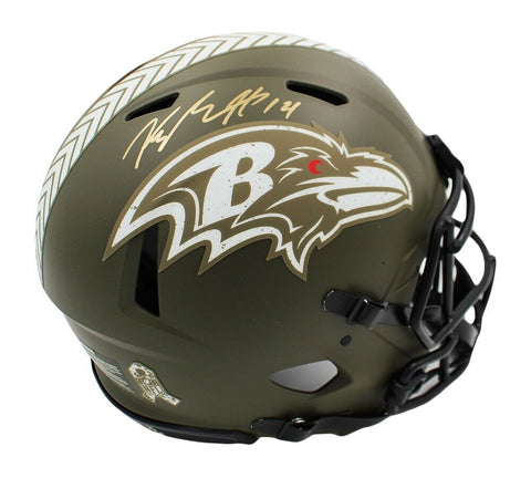 Kyle Hamilton Signed Baltimore Ravens Speed Authentic Salute to Service Helmet