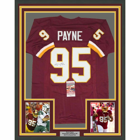 FRAMED Autographed/Signed DARON PAYNE 33x42 Washington Burgundy Jersey JSA COA