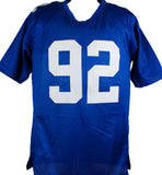 Michael Strahan Autographed Blue Pro Style Jersey #-Beckett W Hologram *Black