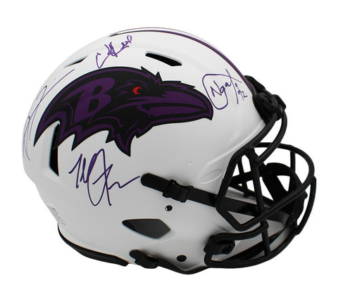 Lewis, Ngata, Reed, and Suggs Signed Ravens Speed Authentic Lunar NFL Helmet