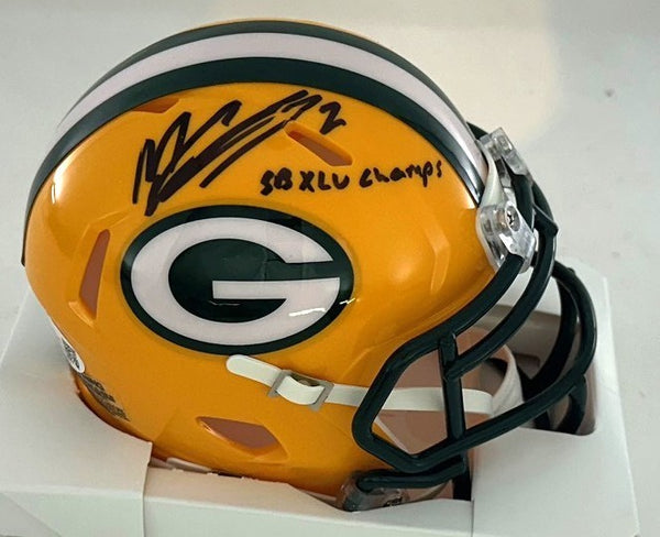 Packers MASON CROSBY Signed Riddell Speed Mini Helmet AUTO w/ XLV Champs - JSA