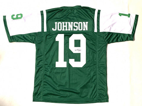 Keyshawn Johnson Signed New York Jets Green Jersey (JSA COA) 3xPro Bowl W.R.