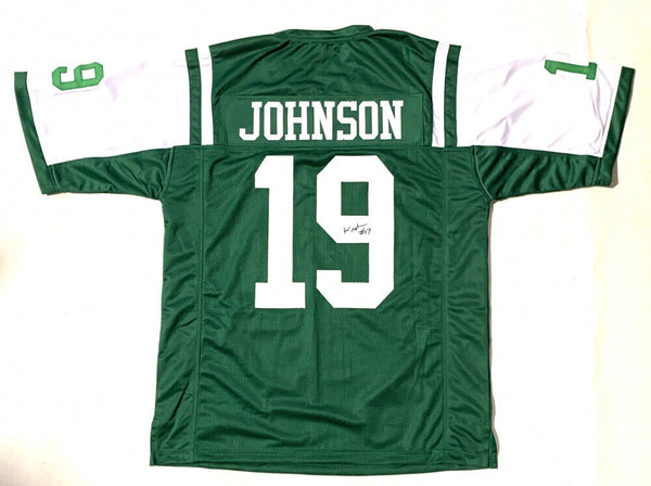 Keyshawn Johnson Signed New York Jets Green Jersey (JSA COA) 3xPro Bowl W.R.