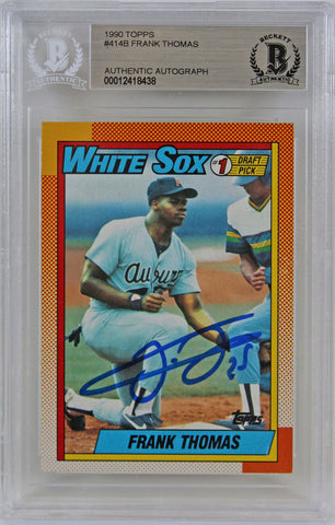 White Sox Frank Thomas Authentic Signed 1990 Topps #414B Rookie Card BAS Slabbed
