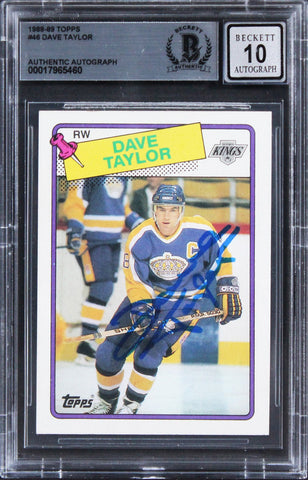 Kings Dave Taylor Signed 1988 Topps #46 Card Auto Gem Mint 10! BAS Slabbed