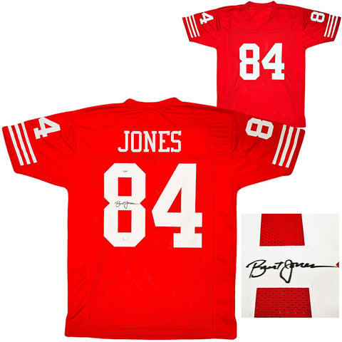 SAN FRANCISCO 49ERS BRENT JONES AUTOGRAPHED RED JERSEY PSA/DNA STOCK #212449