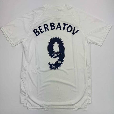 Autographed/Signed Dimitar Berbatov Real Madrid White Soccer Jersey Beckett COA