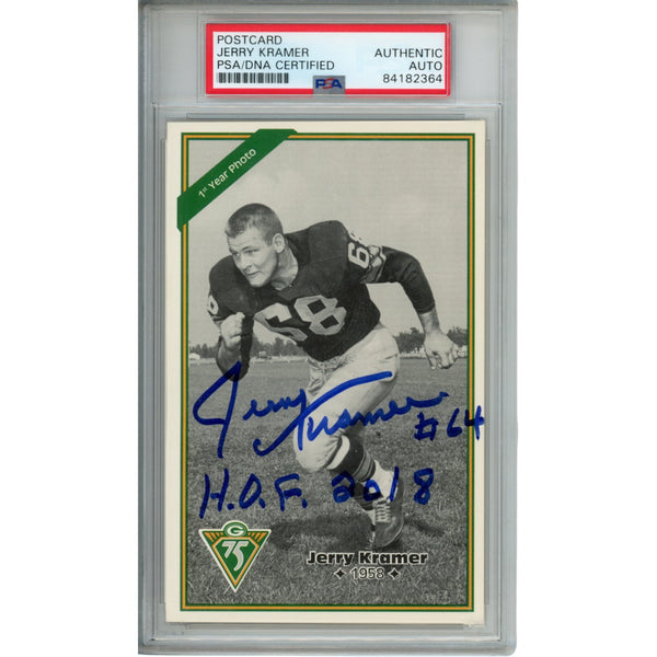 Jerry Kramer Autographed/Signed Green Bay Packers Postcard PSA Slabbed 54801