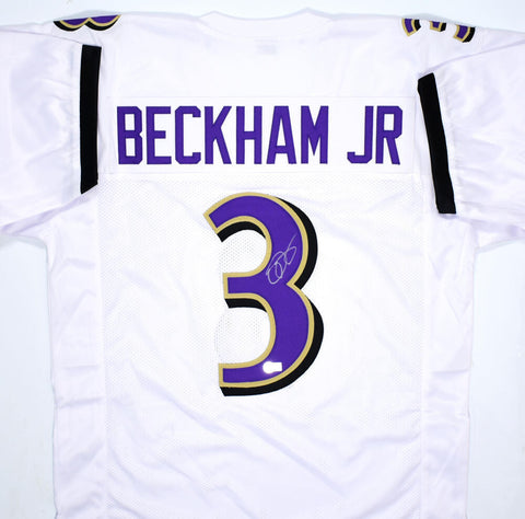 Odell Beckham Jr. Autographed White Pro Style Jersey-Beckett W Hologram *Silver