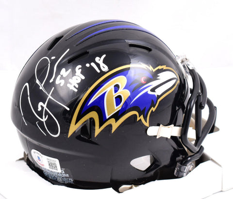 Ray Lewis Full Autographed Ravens Speed Mini Helmet w/HOF- Beckett W Hologram