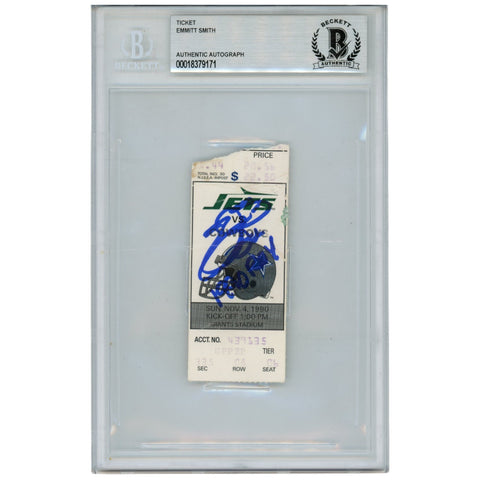 Emmitt Smith Autographed Dallas Cowboys 11/4/90 Ticket Stub 90 ROY Beckett 53054