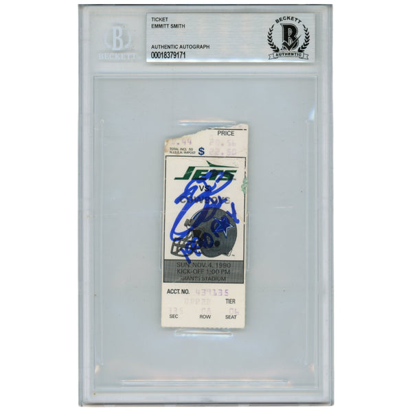 Emmitt Smith Autographed Dallas Cowboys 11/4/90 Ticket Stub 90 ROY Beckett 53054