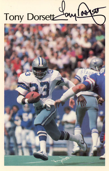 Tony Dorsett Autographed Dallas Cowboys Mini Poster 24/50 Beckett 46109