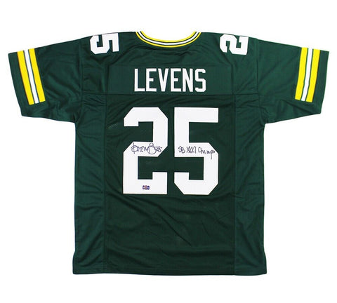Dorsey Levens Signed Green Bay Custom Green Jersey with "SB XXXI Champs" Inscr.