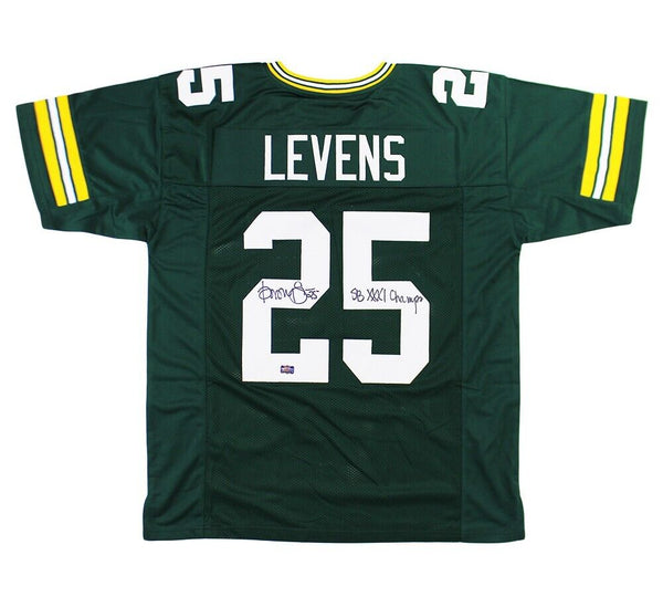 Dorsey Levens Signed Green Bay Custom Green Jersey with "SB XXXI Champs" Inscr.