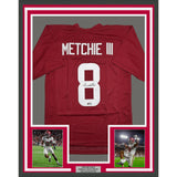 Framed Autographed John Metchie III 35x39 Alabama Red College Jersey JSA COA