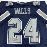 Autographed/Signed Everson Walls Dallas Blue Football Jersey JSA COA