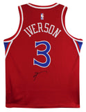76ers Allen Iverson Signed Red Nike Jordan Swingman Jersey JSA #AU78385