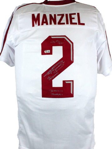 Johnny Manziel Autographed White College Style Jersey w/3 Insc.-Beckett W Holo