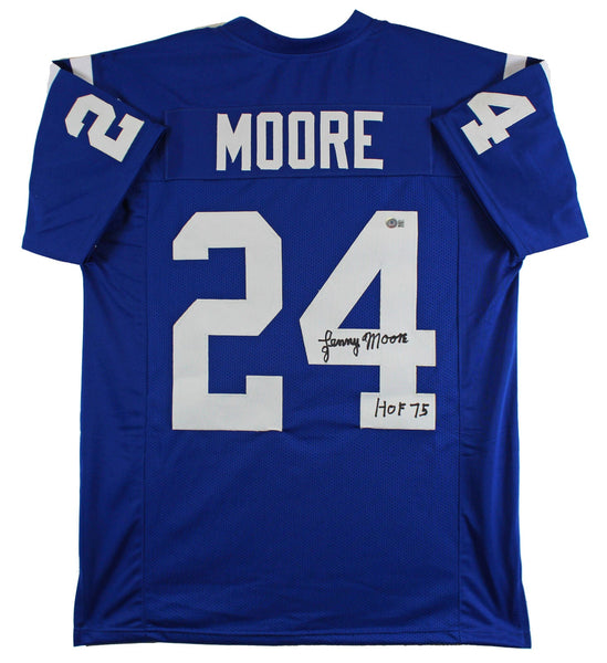 Lenny Moore "HOF 75" Authentic Signed Blue Pro Style Jersey Autographed BAS Wit