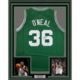 Framed Signed Shaquille Shaq O'Neal 35x39 Boston Green Jersey Beckett COA