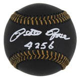 Reds Pete Rose "4256" Authentic Signed Black Oml Baseball w/ White Sig BAS Wit
