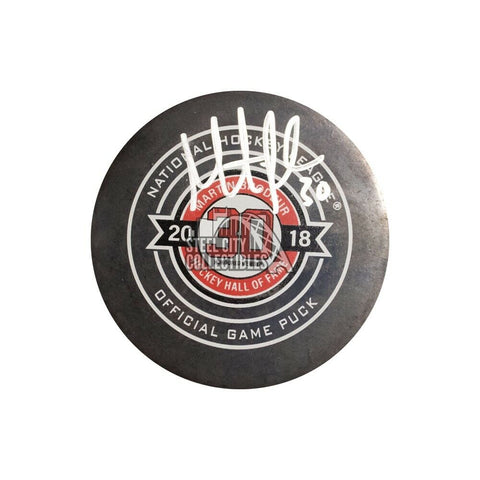 Martin Brodeur Autographed 2018 Hall of Fame Official Game Puck - Fanatics