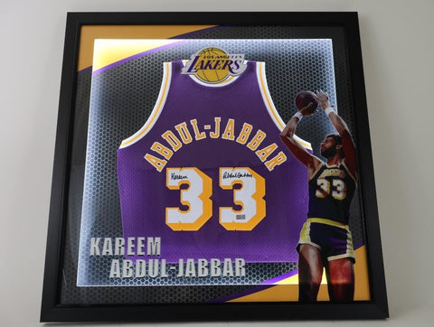 Kareem Abdul-Jabbar Autographed Los Angeles Lakers Jersey LED Framed TriStar COA