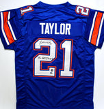 Fred Taylor Signed Blue College Style Jersey w/ 96 Natl Champs- Beckett W Holo