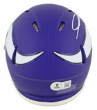 Vikings Jordan Addison Signed Speed Mini Helmet BAS Witnessed #2W011258
