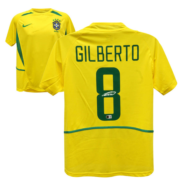 Gilberto Silva Signed Brazil FC Away Soccer Jersey #8 with Beckett COA