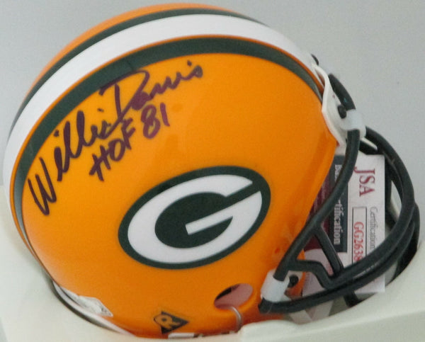 Packers WILLIE DAVIS Signed Riddell Mini Helmet AUTO w/ "HOF '81" - JSA