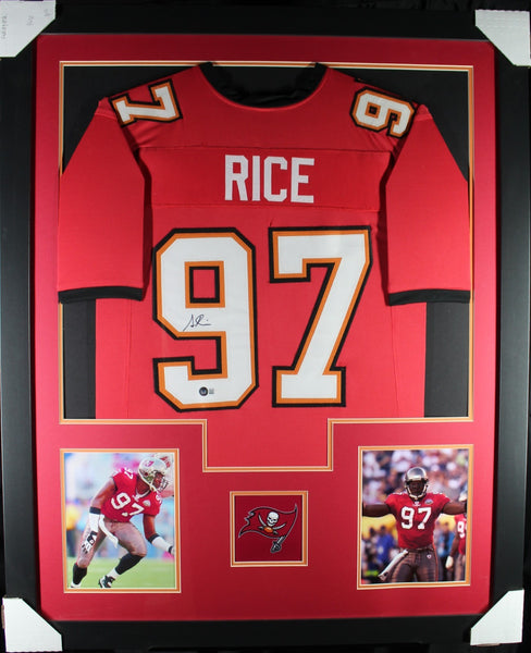 SIMEON RICE (Buccaneers red TOWER) Signed Autographed Framed Jersey Beckett