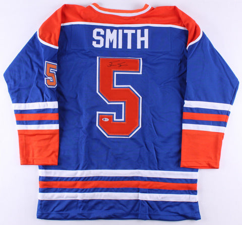 Steve Smith Signed Edmonton Oilers Jersey (Beckett COA) 3x Stanley Cup Winner