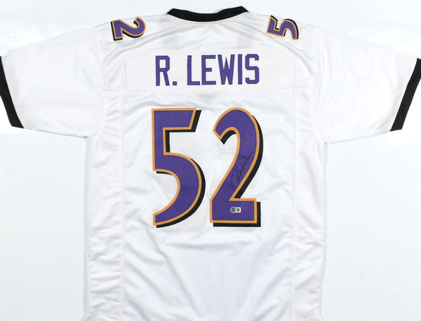 Ray Lewis Autographed White Pro Style Jersey - Beckett W Hologram *Black