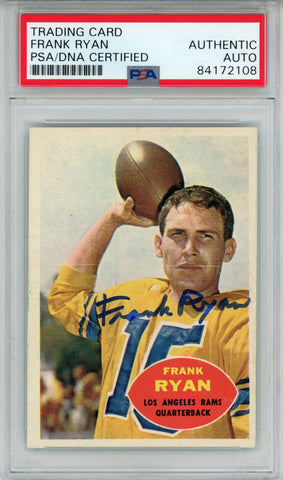 Frank Ryan Autographed/Signed 1960 Topps #62 Trading Card PSA Slab 43761
