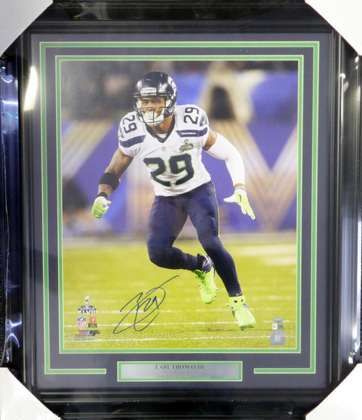 EARL THOMAS AUTOGRAPHED FRAMED 16X20 PHOTO SEAHAWKS SB XLVIII MCS HOLO 115100
