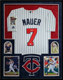 SUEDE FRAMED MINNESOTA TWINS JOE MAUER AUTOGRAPHED SIGNED JERSEY JSA COA