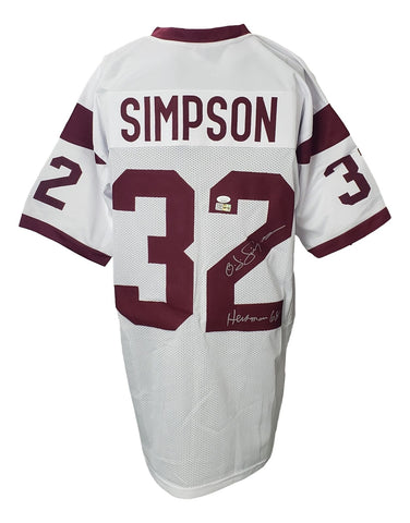 O.J. Simpson Signed Custom White Pro-Style Jersey Insc Heisman 68' JSA ITP