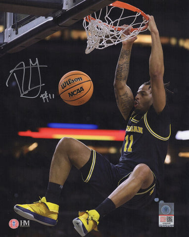 Roddy Gayle Jr. Signed Michigan Navy Jersey Dunk 8x10 Photo - (SCHWARTZ COA)