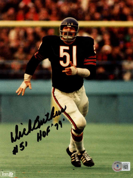 Dick Butkus Autographed Chicago Bears 8x10 Photo HOF Beckett 50467