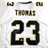 Autographed/Signed Pierre Thomas New Orleans White Football Jersey JSA COA
