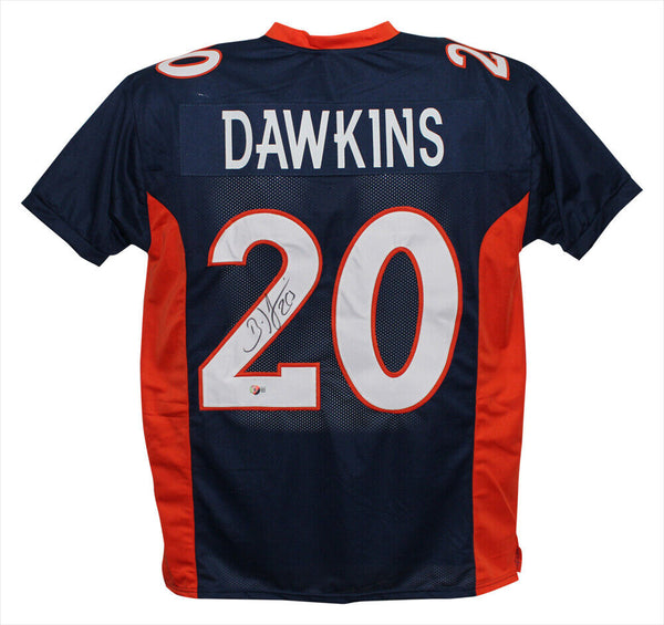 Brian Dawkins Autographed/Signed Pro Style Blue XL Jersey Beckett 38821