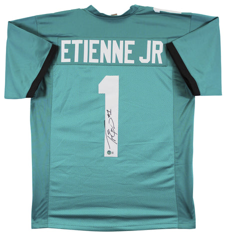 Travis Etienne Authentic Signed Teal Pro Style Jersey Autographed BAS Witnessed