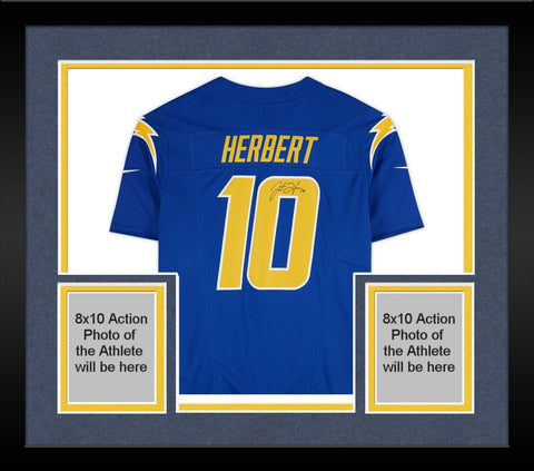 Framed Justin Herbert Los Angeles Chargers Autographed Royal Blue Limited Jersey