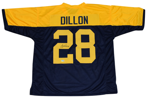 AJ DILLON SIGNED AUTOGRAPHED GREEN BAY PACKERS #28 THROWBACK JERSEY BECKETT