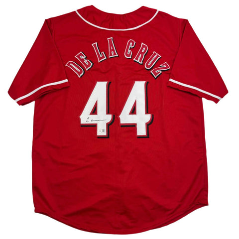Autographed/Signed Elly De La Cruz Cincinnati Red Baseball Jersey Beckett COA