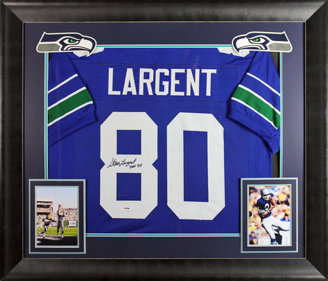 Seahawks Steve Largent "HOF 95" Authentic Signed Blue Framed Jersey BAS Witness
